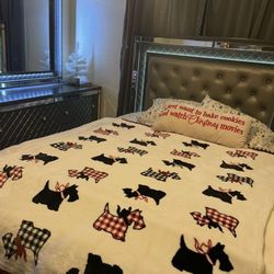 Silver 3 piece LED Queen bed set 
