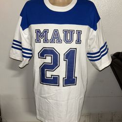 Vtg Ba Ba Hawaii USA 2016 # 21 Maui T-Shirt Blue White Unisex 100% Cotton Sz L