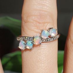 Natural Opal Ring 925 Sz 7.5