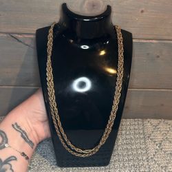 Bundle Of Two Gold Tone Chain Necklaces 