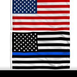 2 Pieces Thin Blue Line Flag and American Flag for Outdoor and Indoor Use-Vivid Colors and UV Fade Resistant-with Brass Grommets