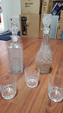 Crystal decanters w/ glasses