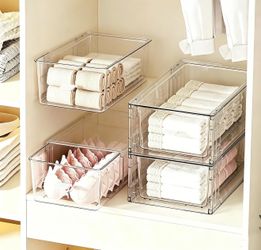 4 pack clear Drawe, Type Plastic Storage Box Bins Organizer，Family First Aid Kits Medicine cabinet Box Organizer,Closet ，Shelf，Ointments, Adhesive Ban