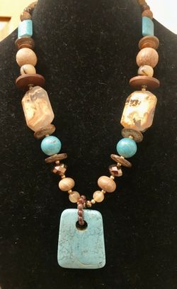 Natural Magnesite and Jasper Necklace