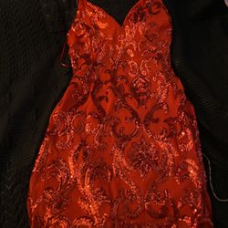 red sequin dress