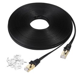 Cat7 Ethernet Cable 75 ft Shielded (STP), High Speed Flat RJ45 Cat-7/Category 7 Internet LAN Computer Patch Cord Cable, Faster Than Cat5/Cat6-75 Feet 