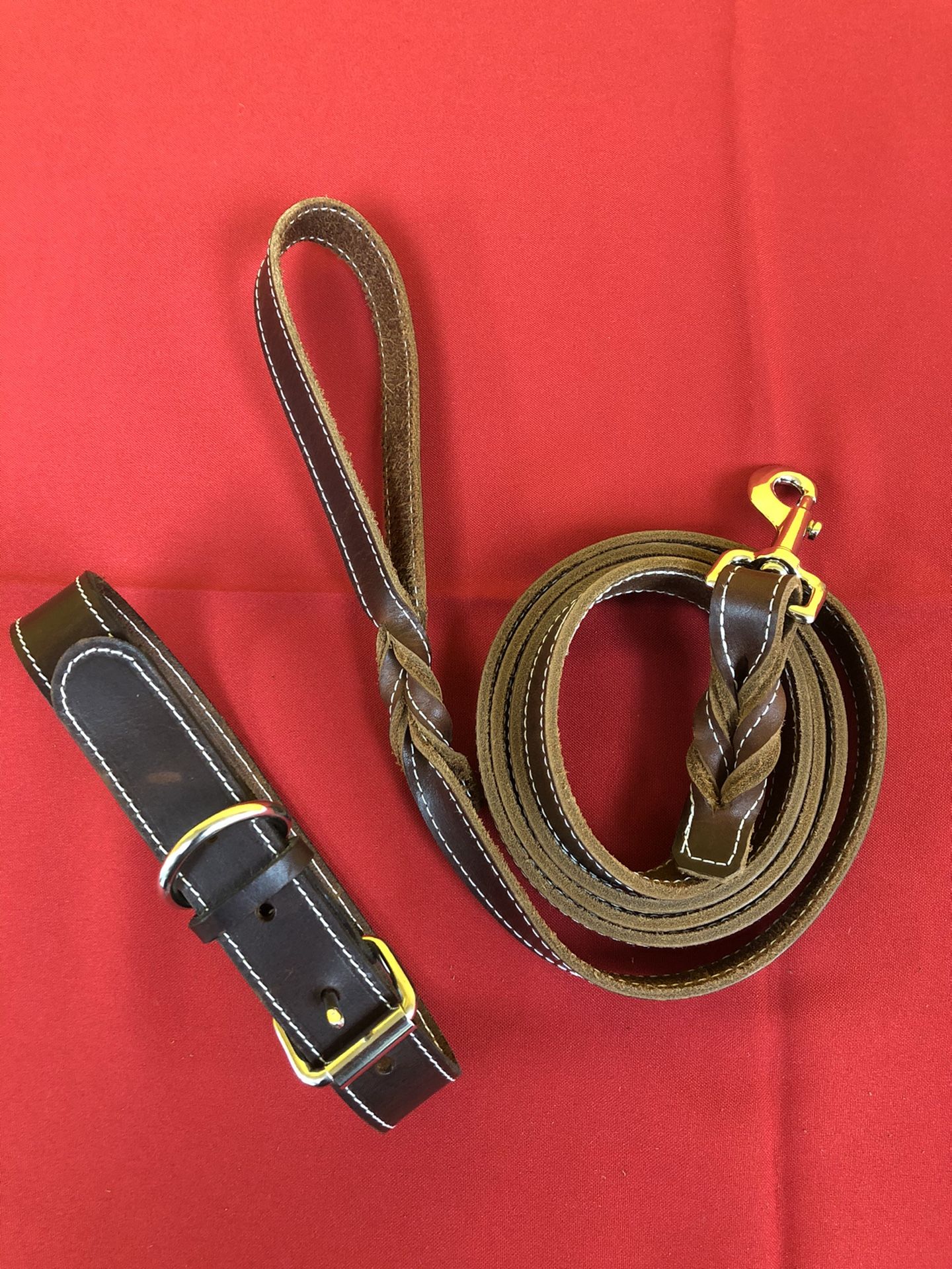 Leather Dog Collar And 6’ Leather Leash