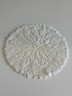 Vintage 8” White Handmade Crochet Doily
