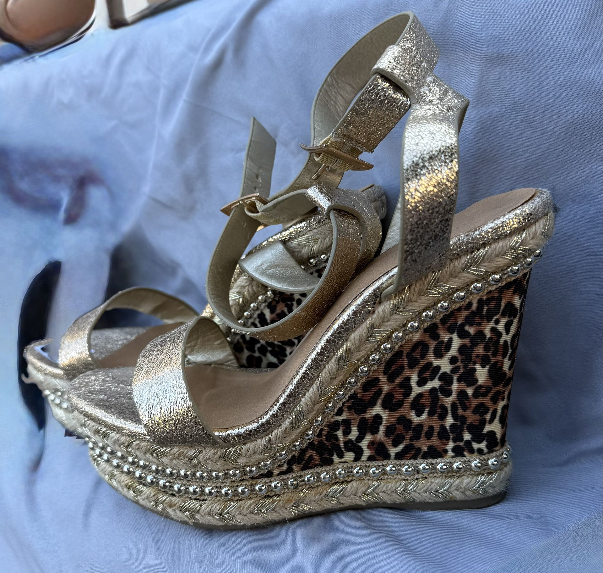 Wedge Heels Leopard Gold