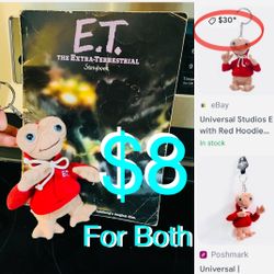 $8 For Both Universal Studios E.T Plushie Key Chain and large ET Book