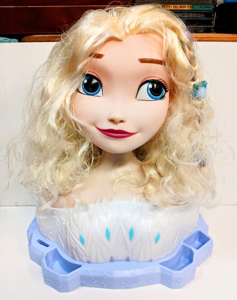 Disney Frozen Elsa Styling Head Toy Blonde Hair Accessories Girls Play Set 12"