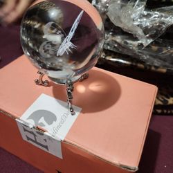 New Crystal Ornament Butterfly New With Stand And Box, Small Bag