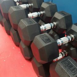 NEW Rubber Hex Dumbbells 5lb - 50lb Dumbbell Pairs Olympic Weights Home Gym Workout Equipment Fitness Weight Set 