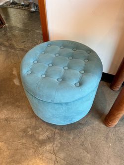 Blue Tufted Ottoman w/ Storage