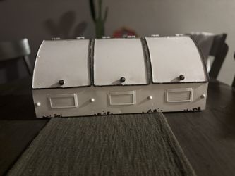 vintage white metal box organizer