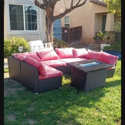 Table, propane, fire, pit, patio set, patio couch, patio sofa, outdoor furniture, outdoor patio furniture, set brand new