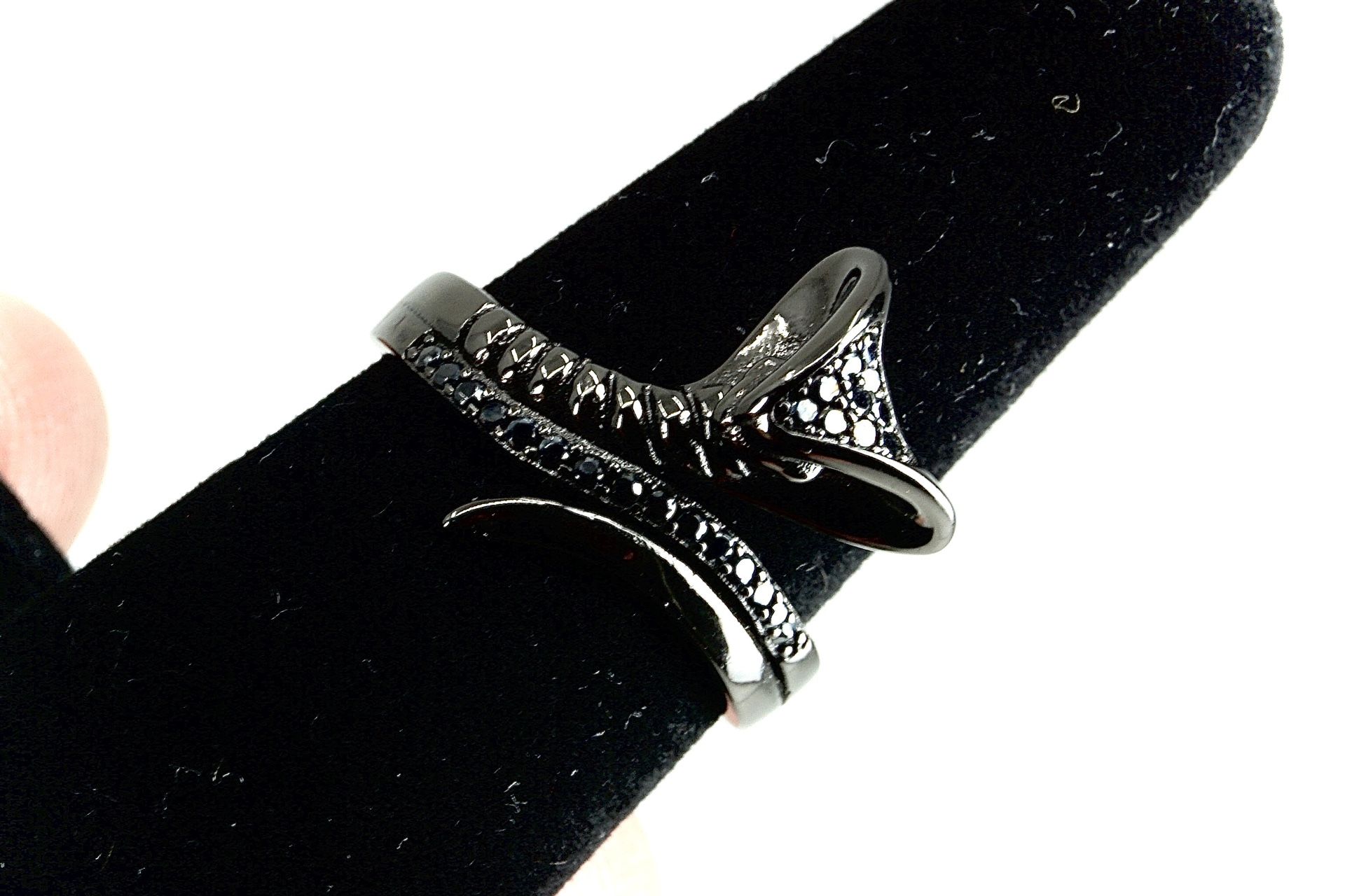 Blackened 925 Sterling Silver Cobra Ring