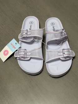 Cat & Jack Pale Lilac Double-Buckle Slide Sandals Size 4 NWT