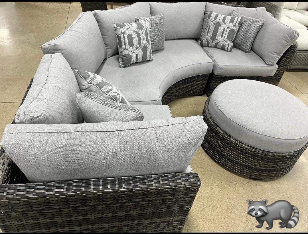 Harbor Court - Dark Gray - 3 Pc. - Sectional Lounge Set With OTTOMAN