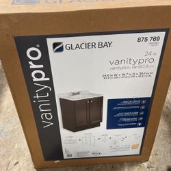 Glacier Bay Vanity Pro All-In-One 24 in. W Bathroom Vanity in Chestnut with Cultured Marble Vanity Top in White