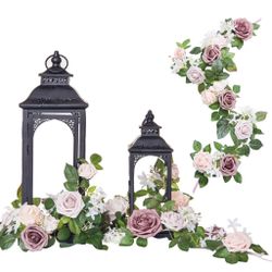 Ling's Moment 6Pack 2ft Artificial Flowers Garland Dusty Rose & Pink Lantern Flower Centerpieces Wedding Aisle Decor Chair Flowers Arch Floral For Sig
