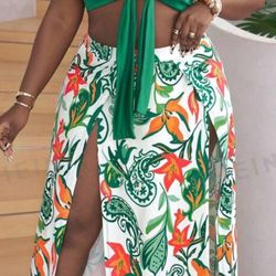 2 Piece Beach Skirt And Wrap Top
