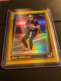  2021 Panini Donruss Press Proof Premium Gold Holo New England Patriots Mac Jones Rated Rookie MINT