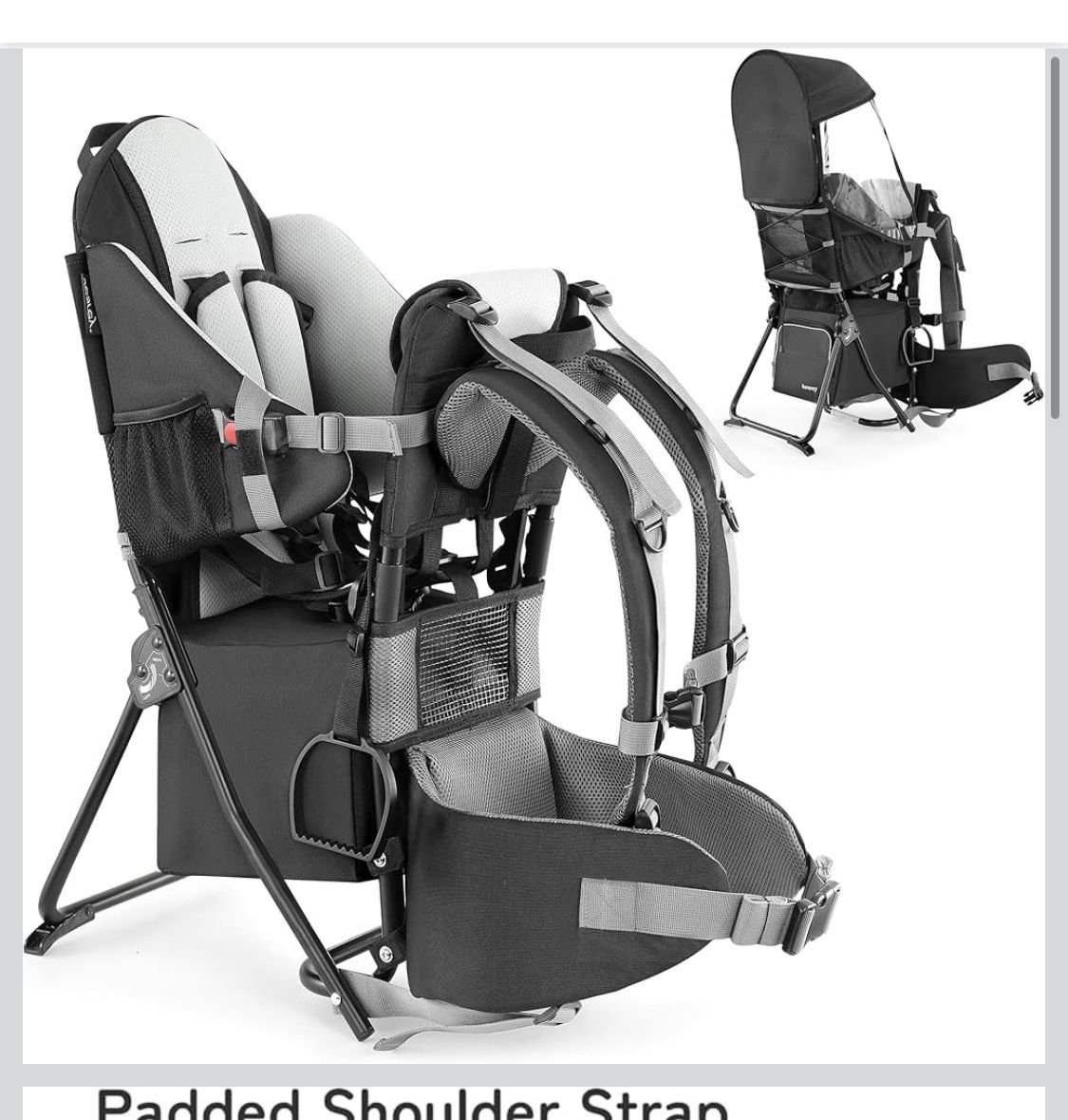 Besrey Baby Backpack Carrier, Toddler Hiking Carrier, 3-Height Seat – Open Box, Never Used, Black” 	•	Condition: “Open Box – Never Used” 	•	