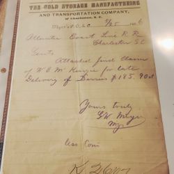 1906 Charleston Letter to Atlantic Coast Line R.R. 