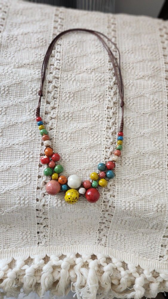 New Adjustable Multicolor Ceramic Beaded Statement Necklace 