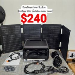 RIVER 3 PLUS 270 PORTABLE POWER STATION, 268Wh LiFePO4 BATTERY WITH 45W PORTABLE SOLAR PANE