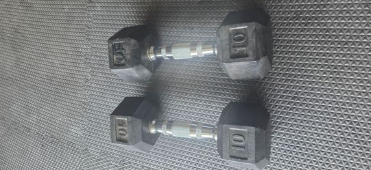 10 lb Rubber Hex Dumbbells Pair