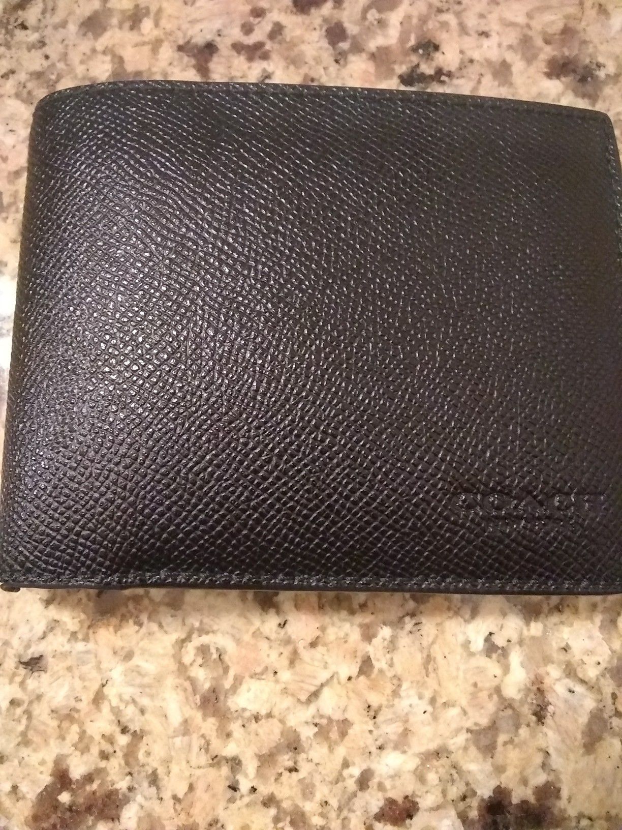 Brand new men's black leather coach wallet