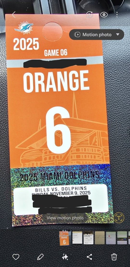 Saints Vs Dolphins Orange PARKING PASS