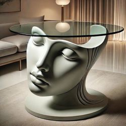 Glass Woman Face Glass Table