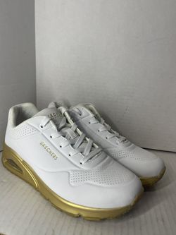 Women's Skechers Uno Gold Soul Casual Shoes, 155592 Size 8.5 White/Gold