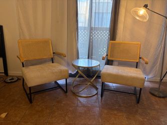 Rattan Black White Accent Chairs