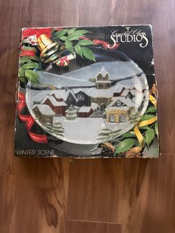 Crystal Clear Studios Winter Scene Glass Platter