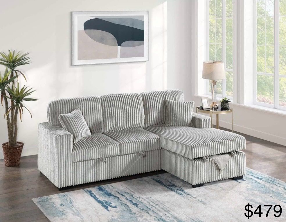 Corduroy Sectional Sleeper With Storage