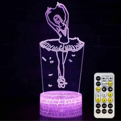 Ballet 3D Led Illusion Lamp Night Lights for Kids Nutcracker Ballet Gifts 7 Colors Changing with Smart Touch & Remote Control & Timer