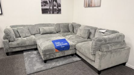 Light Gray Corduroy Modular sectional 