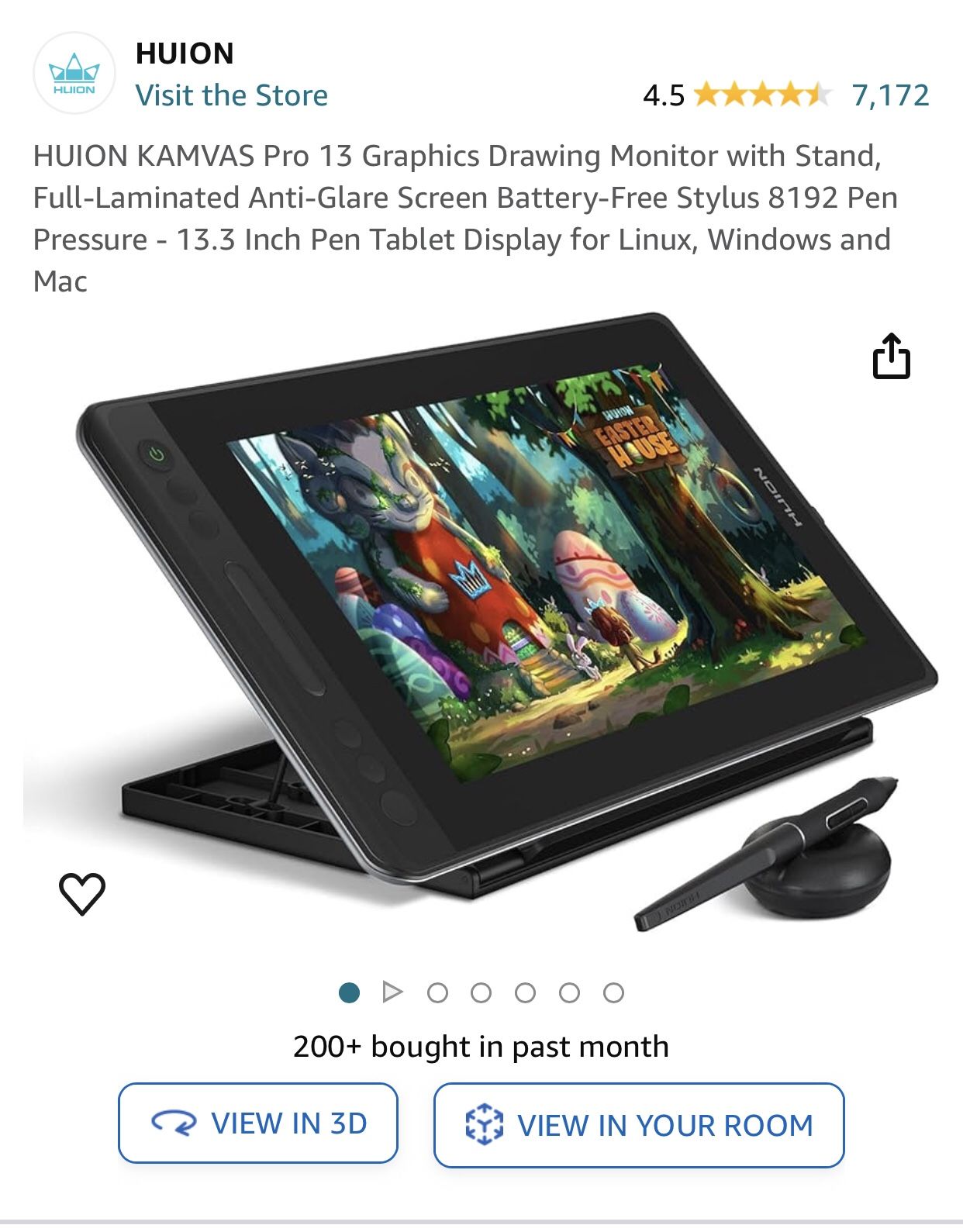 HUION Kamvas Pro 13 2.5K QHD Graphics Monitor Drawing Tablet with Screen QLED Full Lamination Battery-Free Stylus PW517 for Windows PC, Mac, Android,