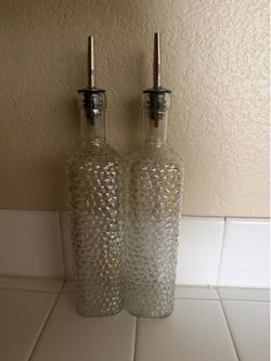 Hobnail Glass Oil and Vinegar Cruet, Set of 2