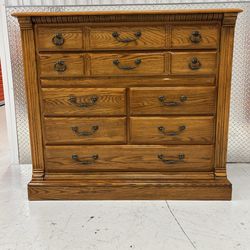 Gorgeous oak tallboy dresser by American Drew