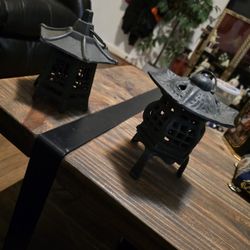 Vintage Cast Iron Pagoda Lanterns