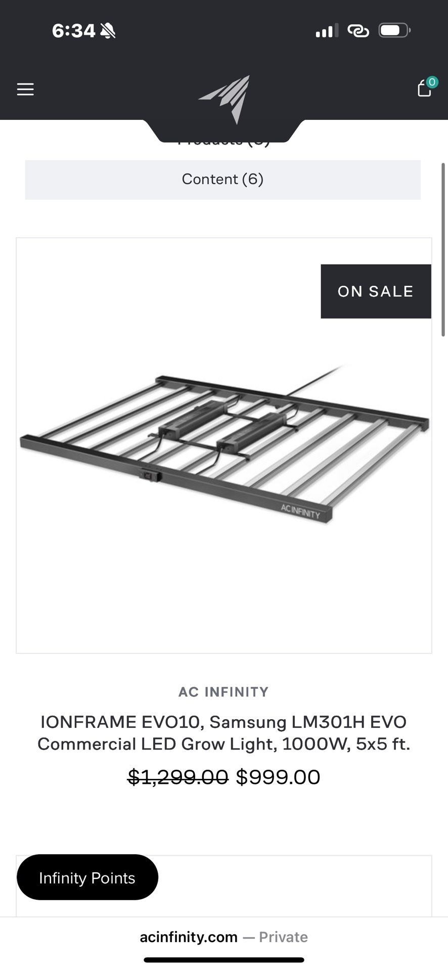 AC Infinity 1000 watt Led Grow Light