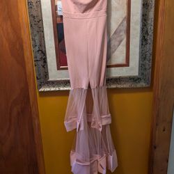 Vue Strapless Mermaid Jumpsuit with Tulle Detailing