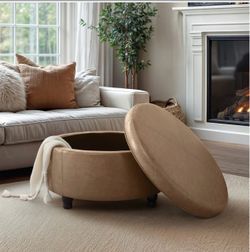 Round Upholstered Storage Ottoman