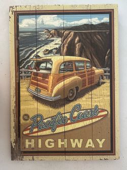 Wooden Pacific Coast Highway Plaque