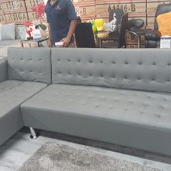 Sofá Secciónal Cama Gris 